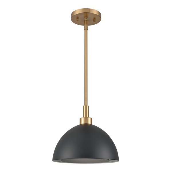 Pelham 10'' Wide 2Light Pendant, Satin Brass With Matte Black